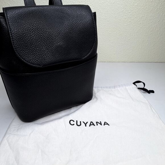 Cuyana Mini Leather Backpack Black Pebbled Minimalist Magnetic Closure Small main image 9
